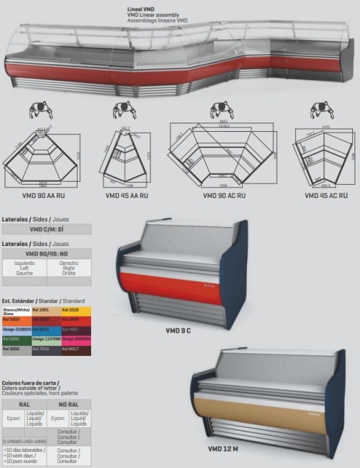 Vitrină frigorifică modulară de expunere 1326x1290 mm, curbată, Infrico - Img 7