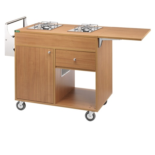 Cărucior de servire cu sistem de flambare, 2 Plite inox cu câte 1 arzător - Img 3