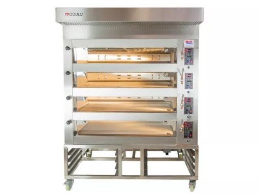 Cuptor electric panificație cu 4 vetre (4 tăvi 60x40/vatră), hotă și suport - Img 2