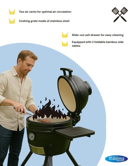 Grătar premium ceramic Kamado pe cărbuni, 66 cm, Maxima - Img 14