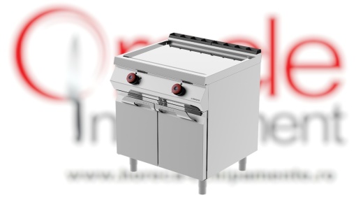 Grill dublu electric cu placă netedă cromată și suport neutru închis, Desco