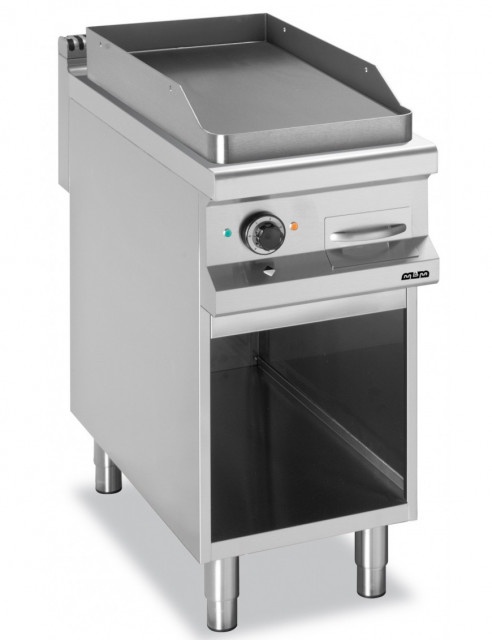 Grill electric cu suprafata neteda, compartiment inferior neutru deschis