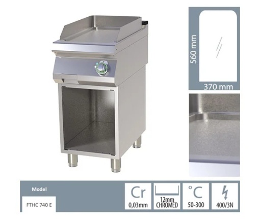 Grill simplu electric CROMAT cu placă netedă, pe suport deschis - Img 3