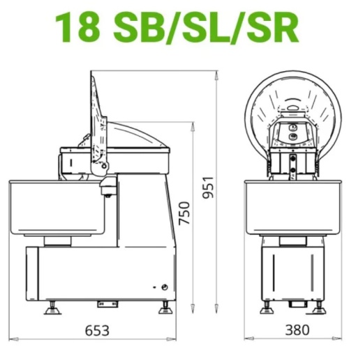 Malaxor cu spirală, cap și cuvă fixe 18 kg/22L, Fimar - Img 3