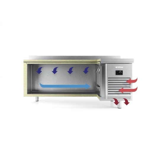 Masă de lucru frigorifică bar, cu uși de sticlă 2452x1050 mm, 730 litri, Infrico - Img 3