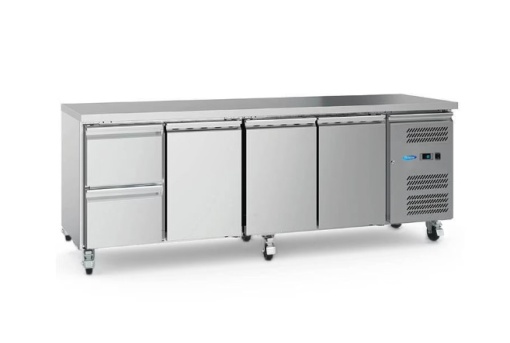 Masă frigorifică de lucru cu 4 uși, inox 223 cm, Maxima - Img 4