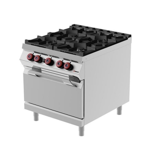 Mașină de gătit pe gaz cu 4 focuri și cuptor electric, aragaz profesional, Desco Italia - Img 2