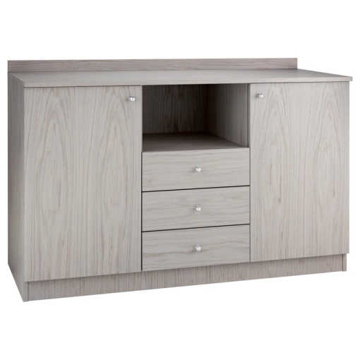 Mobilier de serviciu negru, 2 uși, 3 sertare, 136x48x95 cm - Img 2