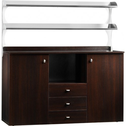 Mobilier de serviciu wenge, 2 uși, 2 polițe, 136x48x155 cm - Img 2