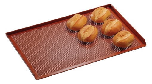 Tavă din aluminiu cu înveliș de silicon, perforată, cu 3 margini, 600x400 mm - Img 2