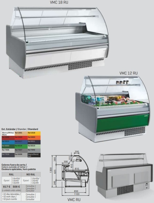 Vitrină frigorifică de expunere inox, 1310x1300 mm, Infrico - Img 3