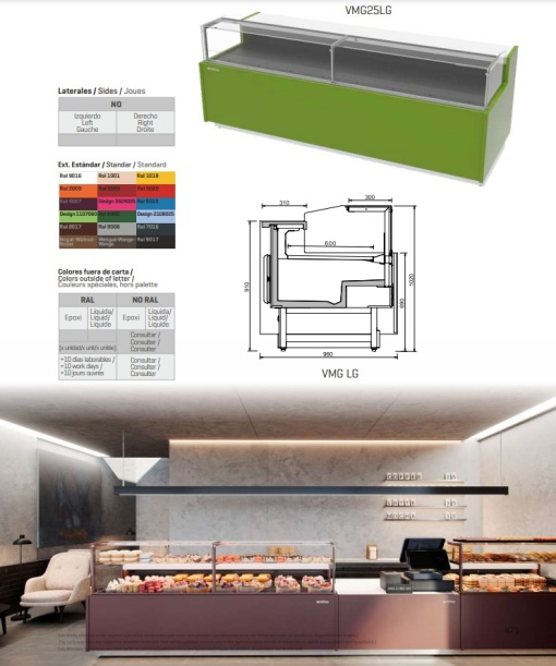Vitrină frigorifică modulară de expunere cafenea/cofetărie/patiserie MAGNUS, 1250x1020 mm Infrico - Img 2