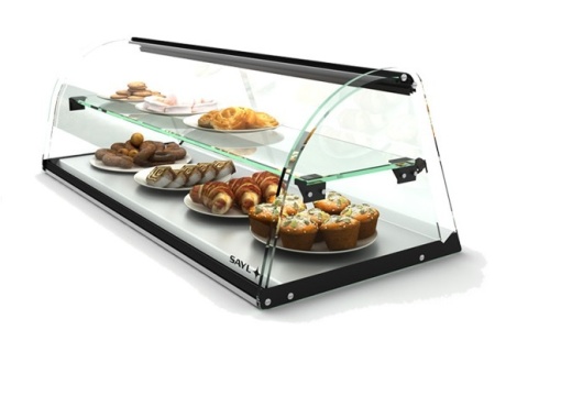 Vitrină neutră curbată iluminată LED, 1190x380x290 mm, Sayl - Img 3