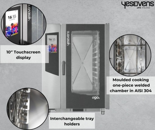 Cuptor electric combisteamer EGO 11 tăvi GN1/1, control touchscreen - Img 3