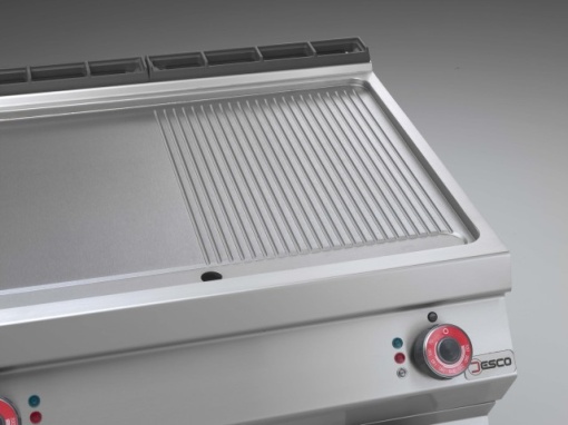 Grill dublu pe gaz cu placă 1/2 striată, 1/2 netedă, dulap neutru deschis, Desco Italia - Img 3