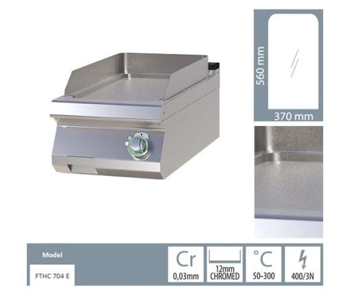 Grill simplu electric CROMAT cu placă netedă, de banc - Img 2