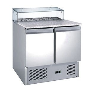 Masă frigorifică pentru pizza 240 Litri, cu blat de granit și vitrină 5x GN1/6 Hurakan - Img 4