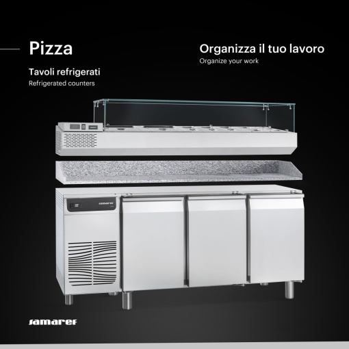 Masă frigorifică pentru pizza cu 2 uși, blat de granit Samaref - Img 3