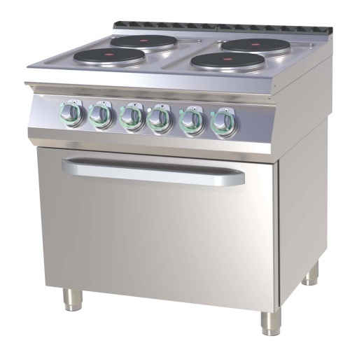 Mașină de gătit electrică, 4 plite rotunde cu cuptor GN 2/1 - Img 3