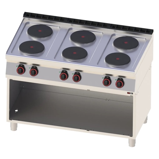 Mașină de gătit electrică cu 6 plite rotunde, cu suport deschis - Img 3