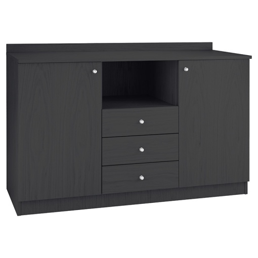 Mobilier de serviciu negru, 2 uși, 3 sertare, 136x48x95 cm - Img 3