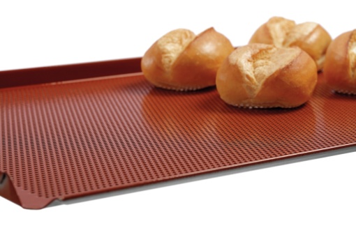 Tavă din aluminiu cu înveliș de silicon, perforată, cu 3 margini, 600x400 mm - Img 3