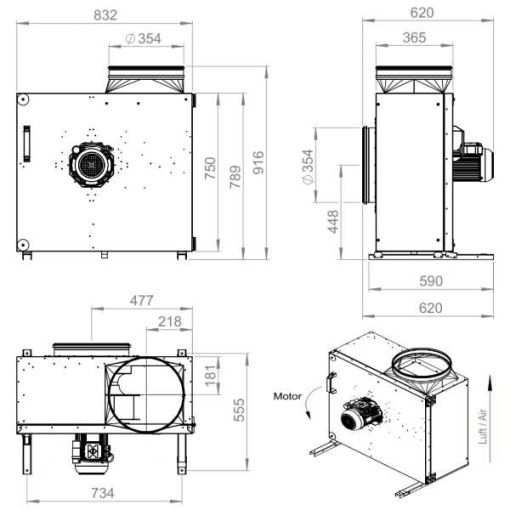 Ventilator de extracție hotă, 4250 mc/oră, Ruck MPS 400 E4 21 - Img 4