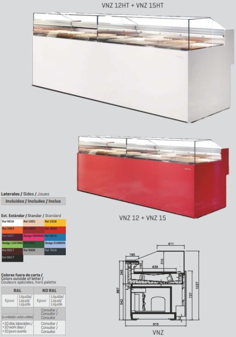 Vitrină cu temperatură dublă de expunere prăjituri, inox 978x1040 mm, patiserie, cofetărie sau brutărie Infrico - Img 8