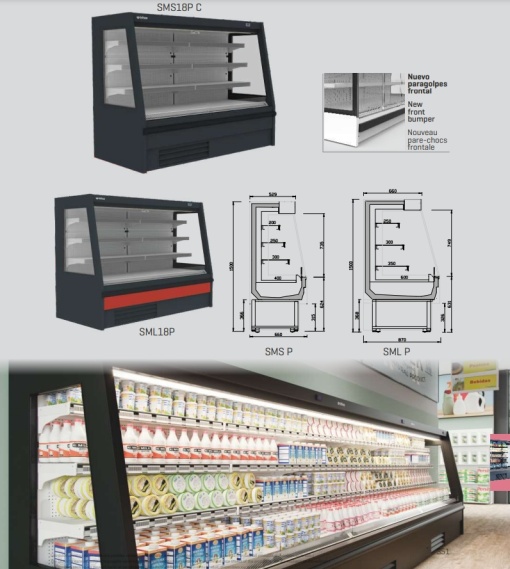 Vitrină frigorifică deschisă de expunere, plug in 938x1500 mm, magazin sau supermarket, Infrico - Img 7