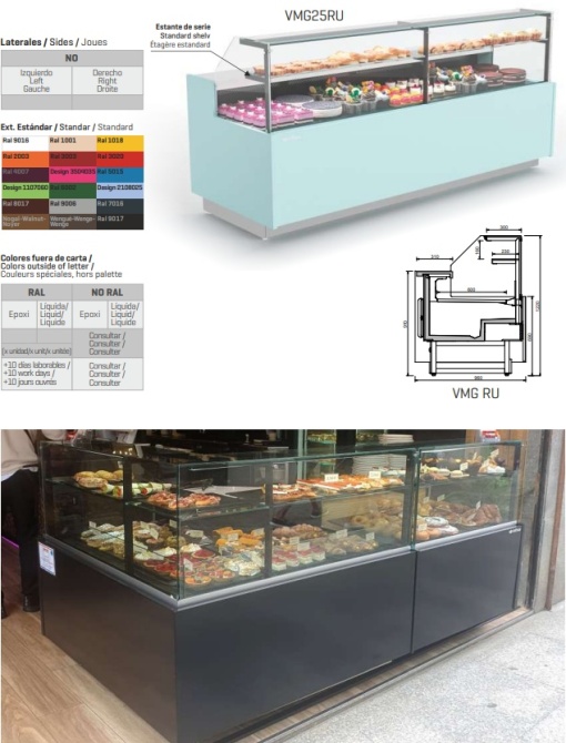 Vitrină frigorifică modulară de expunere cafenea/cofetărie/patiserie/magazin MAGNUS, 2500x1220 mm Infrico - Img 2
