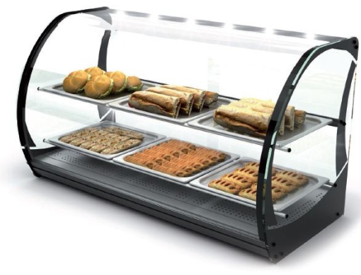 Vitrină neutră cu geam curbat 1100x510x635 mm, Sayl - Img 2