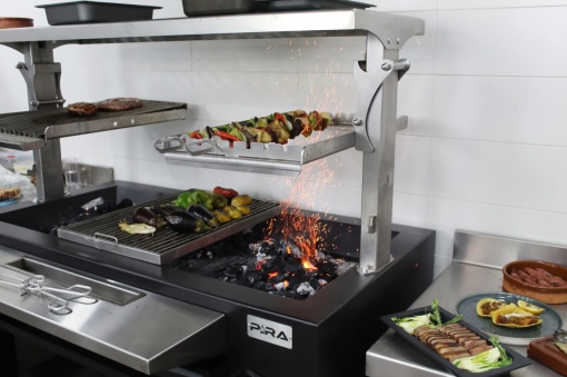 Grătar profesional Barbeque pentru Steak pe cărbuni, 1450x820x970 mm - Img 4