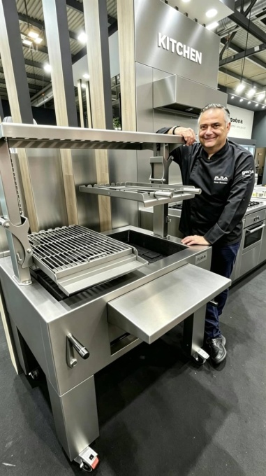Grătar profesional Barbeque pentru Steak pe cărbuni, PIRA BBQ Combi Silver 110 - Img 2