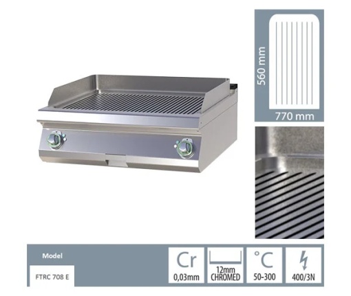 Grill dublu electric CROMAT cu placă striată, de banc - Img 3