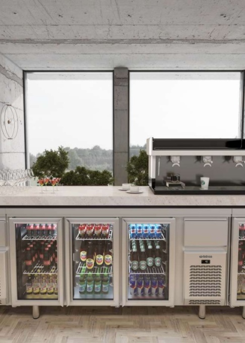 Masă de lucru frigorifică bar, cu uși de sticlă 2452x1050 mm, 730 litri, Infrico - Img 5