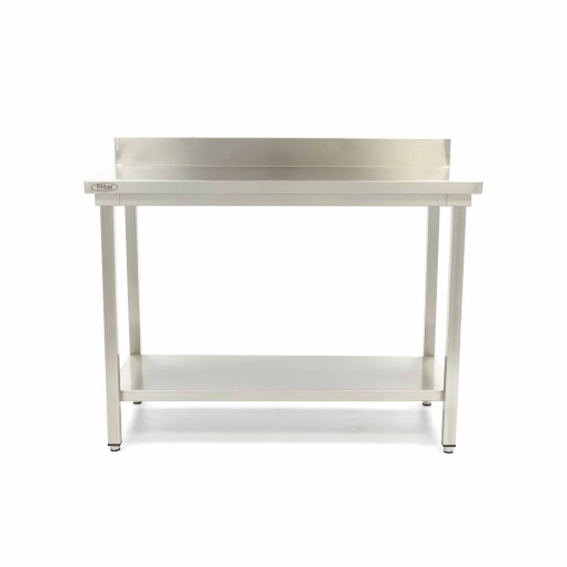 Masă de lucru inox cu poliță și rebord, 1000x700 mm - Img 4
