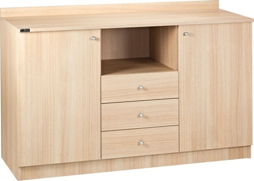 Mobilier de serviciu negru, 2 uși, 3 sertare, 136x48x95 cm - Img 4