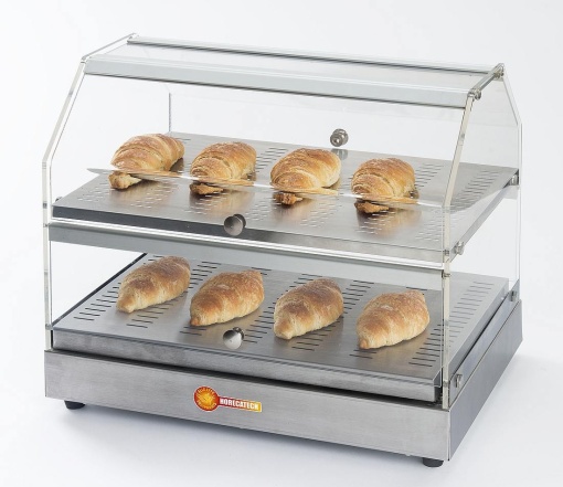 Vitrină caldă de banc cu 2 nivele, inox 50x36 cm - Img 3