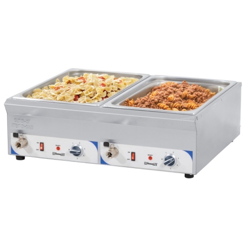 Bain Marie dublu 2 GN1/1 cu robinet inox, Casselin - Img 2