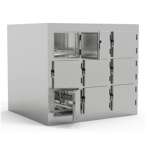 Cameră frigorifică mortuară cu 9 locuri, modulară 2560x2860x2480 mm, Interior/Exterior Lăcuit - Img 3