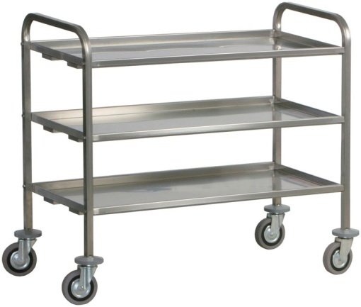Cărucior de debarasare inox, 3 polițe, 91x57x96 cm - Img 2