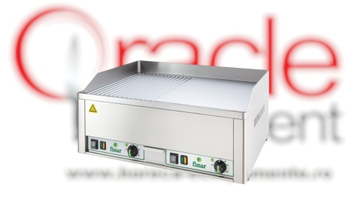 Fry top electric cu suprafață cromată netedă/striată, 650x480 mm