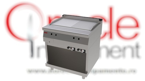 Fry top pe gaz cu suprafață netedă/striată 80x75 cm și suport neutru