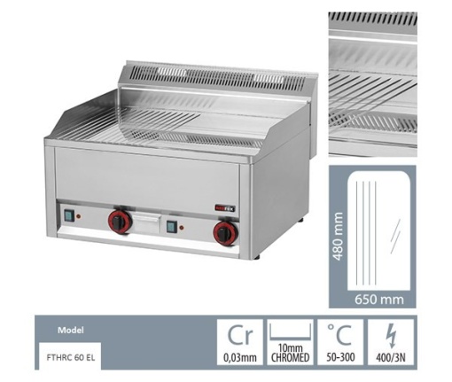 Gratar Fry-top electric cromat neted-striat 480×650 mm - Img 3