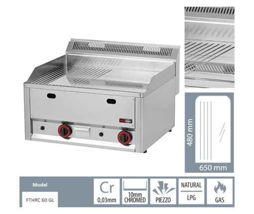 Gratar Fry-top gaz cromat neted-striat 480×650 mm - Img 3