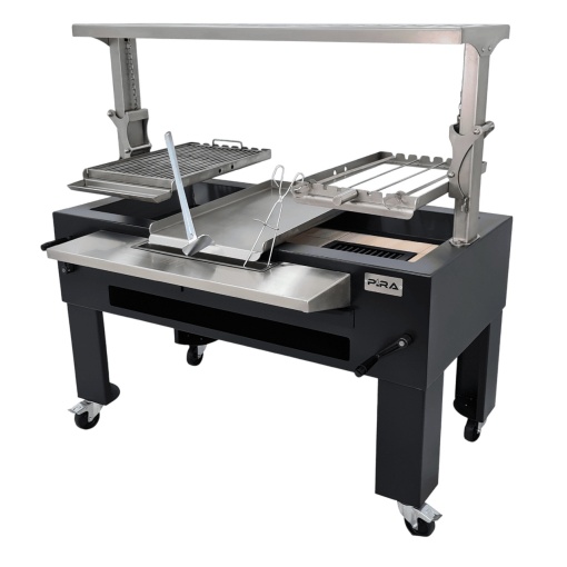 Grătar profesional Barbeque pentru Steak pe cărbuni, 1450x820x970 mm - Img 11