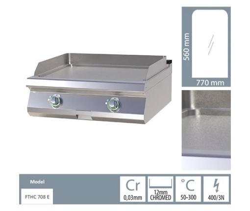 Grill dublu electric CROMAT cu placă netedă, de banc - Img 3