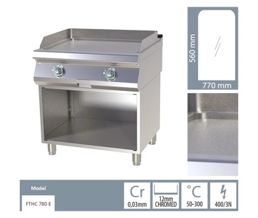 Grill dublu electric CROMAT cu placă netedă, pe suport deschis - Img 4