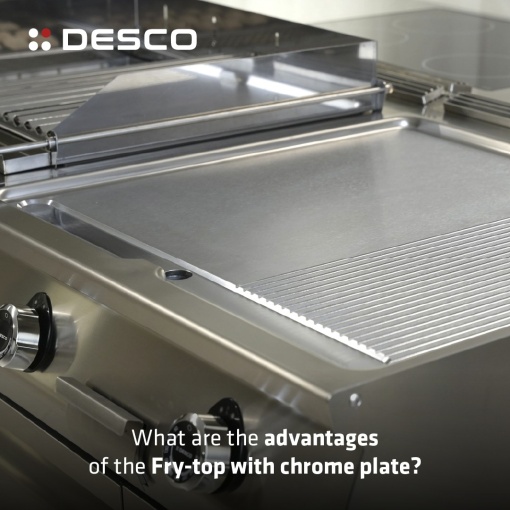 Grill dublu electric cu placă 1/2 striată 1/2 netedă cu suport deschis, Desco - Img 3