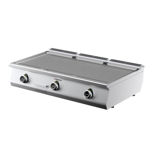 Grill electric cu placă netedă cromată, compartiment inferior neutru deschis Desco - Img 3